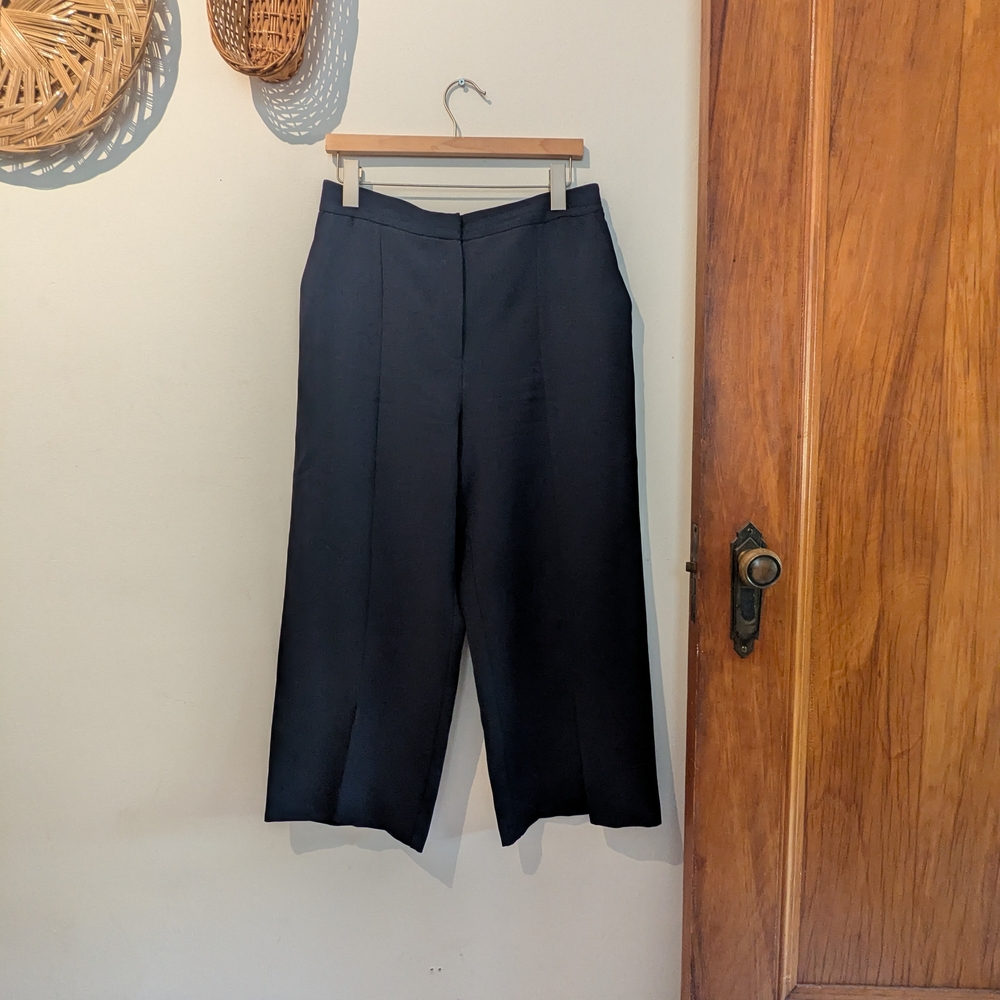 Navy Topshop Boutique Split Hem Trousers